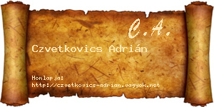 Czvetkovics Adrián névjegykártya